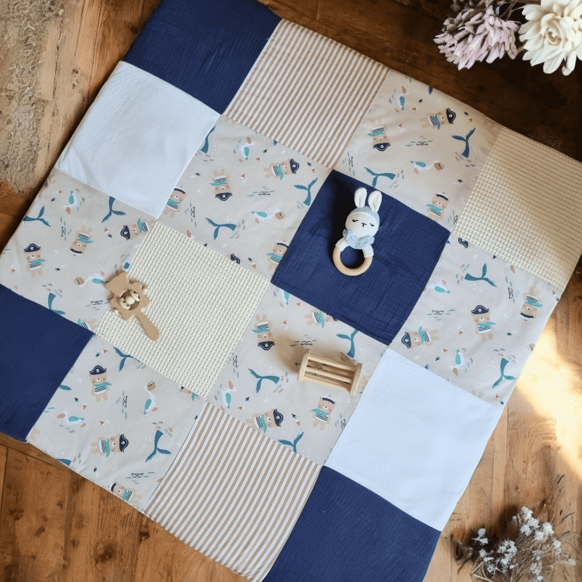 Tapis de Jeu Nomade Éducatif pour Bébé - Rêve d’Océan - Certifié OEKO-TEX® - Biquette Biquette