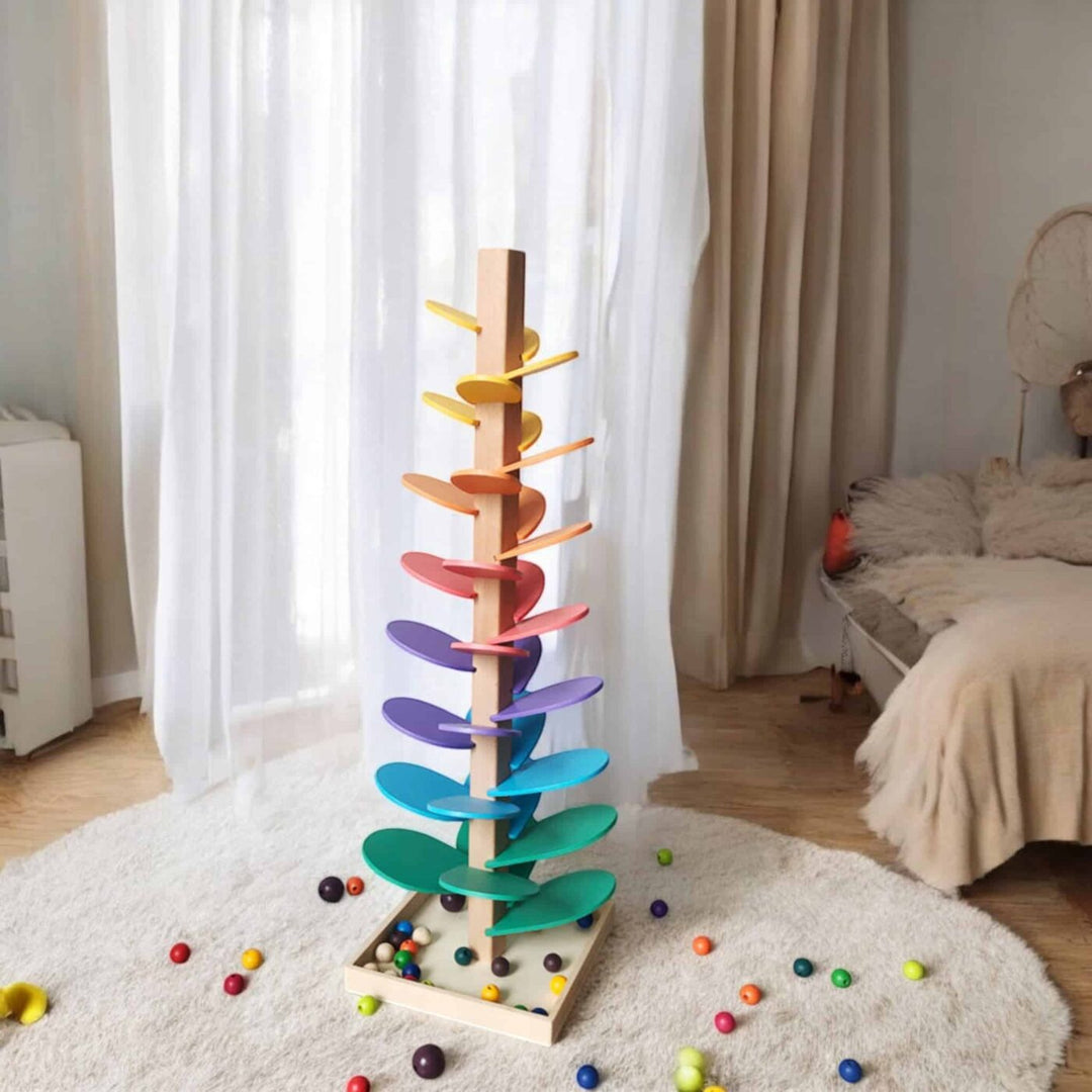 Arbre musical en bois - Cascade de boules colorées - Biquette Biquette
