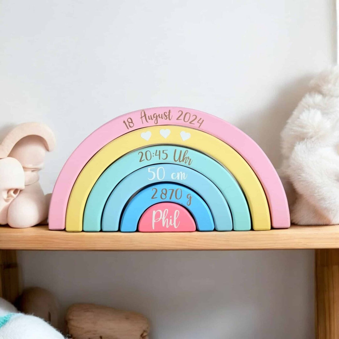 Arc-en-ciel en bois personnalisable - Un souvenir à chérir pendant des années - Biquette Biquette