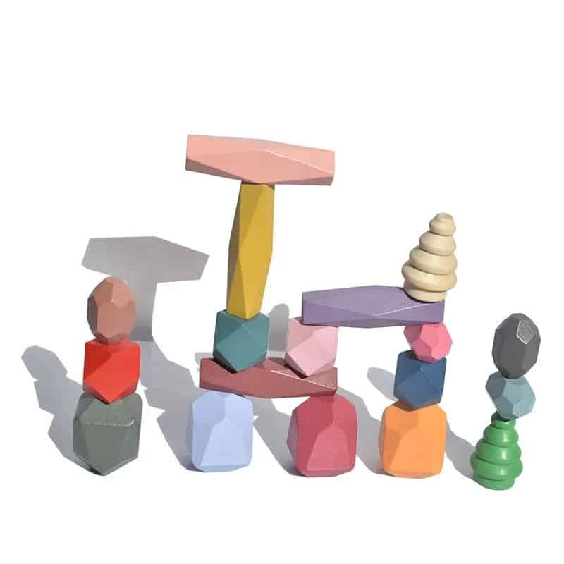 Blocs de construction en bois – Rochers d'équilibre colorés - Biquette Biquette