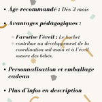 Hochet personnalisé en bois -Maracas double - Biquette Biquette