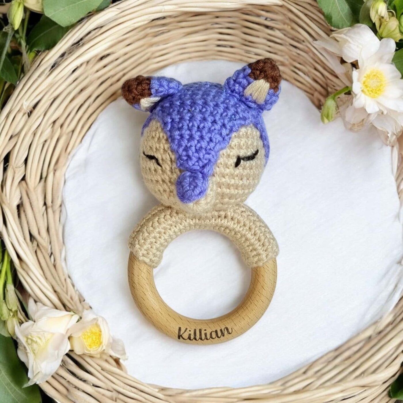 Hochets Hochet amigurumis - Le Premier Ami Doux de Votre Bébé - Collection animaux de la forêt - Biquette Biquette