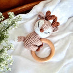 Hochets Hochet amigurumis - Le Premier Ami Doux de Votre Bébé - Collection animaux de la forêt - Biquette Biquette
