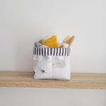 Paniers de Rangement Réversibles en Tissu - Modèle Nuages et Rayures - Biquette Biquette
