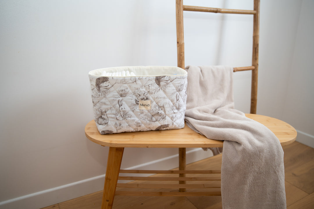 Paniers de rangement bébé motif lapins – Petit + Grand