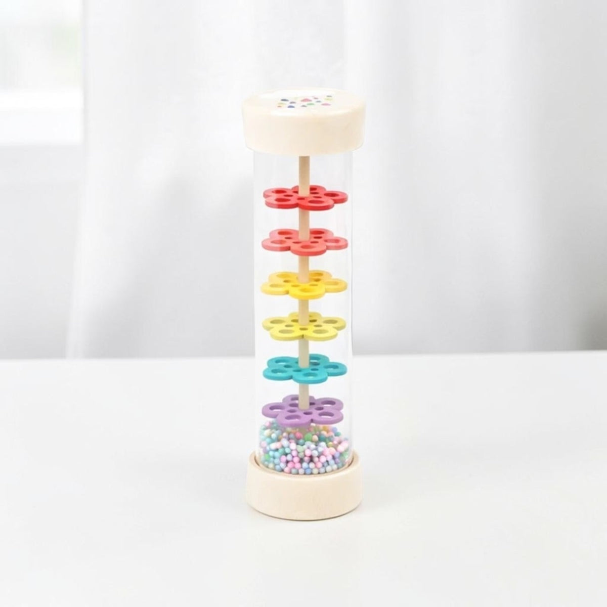 Bâton de pluie sensoriel en bois – Tube à perles colorées pour bébé - Mervei