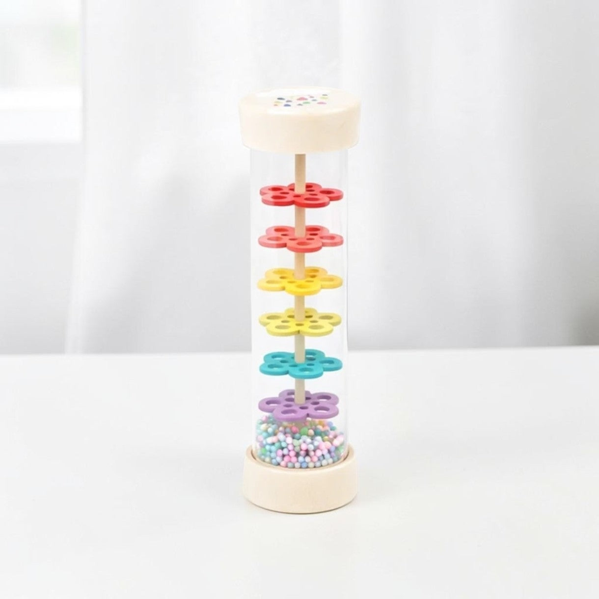 Bâton de pluie sensoriel en bois – Tube à perles colorées pour bébé - Mervei