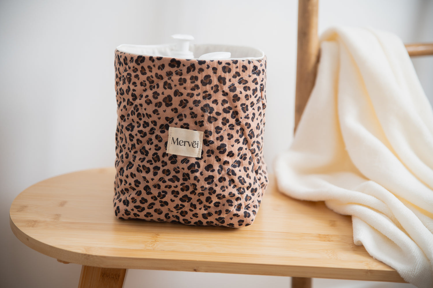 Panier de rangement bébé motif léopard