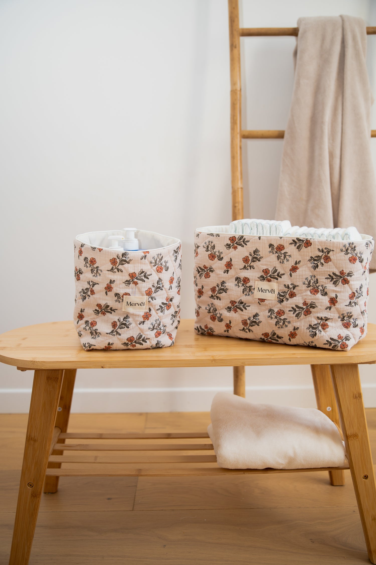 Panier pour rangement bébé - Botanique