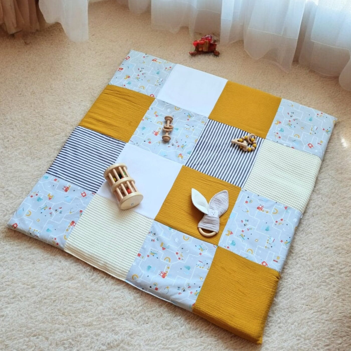 Tapis de Jeu Nomade pour Bébé - Douce escapade - Certifié OEKO-TEX® - Biquette Biquette